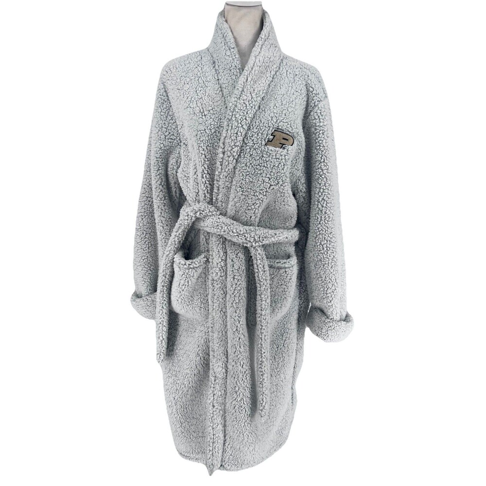Northwest NCAA Men's Purdue Boilermakers Hooded Fleece Robe L/XL Gray Cozy Warm
